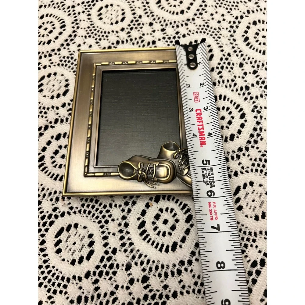 Vintange Bronze Tone Metal Baby Shoe Photo Pic Frame | Nursery Cottage